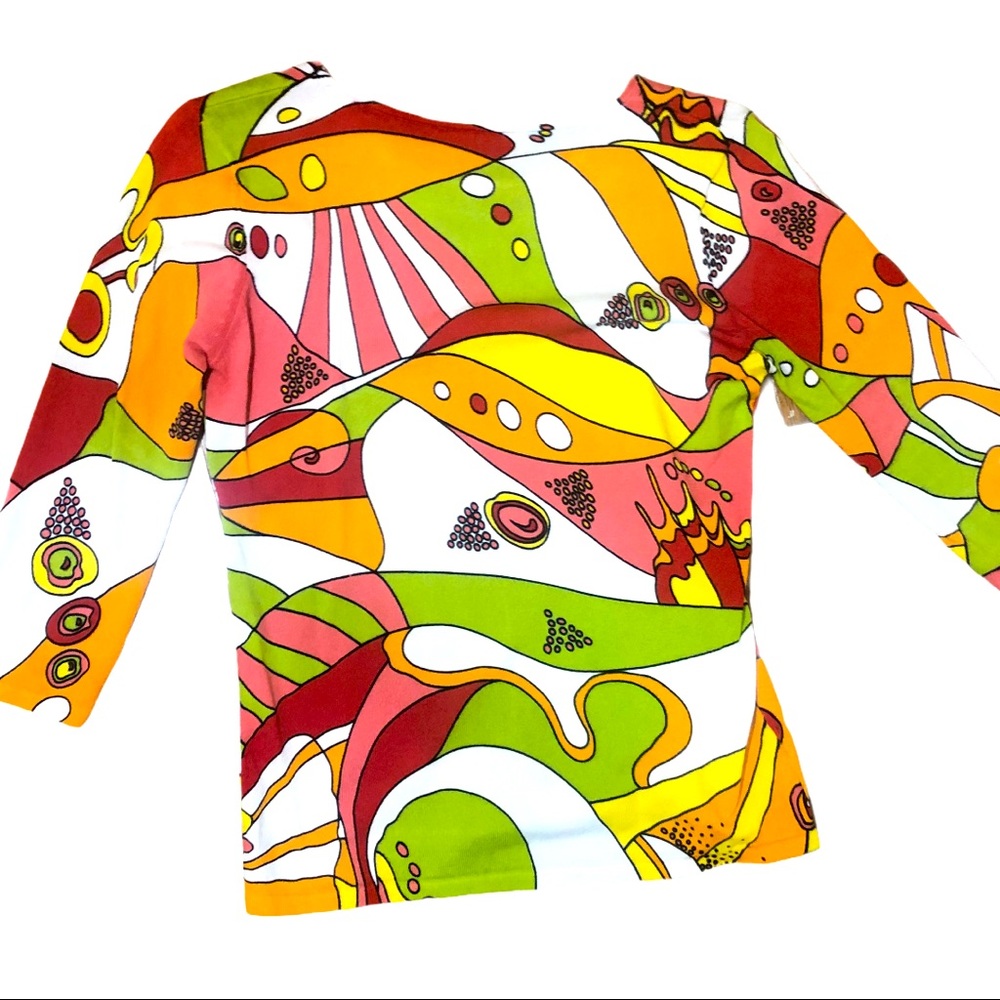 90s does 70s hippie Patterned Shirt 3/4” sleeve